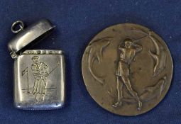 A large Hayling Island golfing club bronze medal, the obverse is embossed with a Greek golfer and