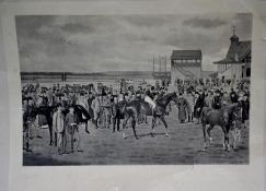 Isaac J Cullin (op 1881-1930) signed engraving “2000gns - Newmarket, The Rowley Mile Course, 1899”