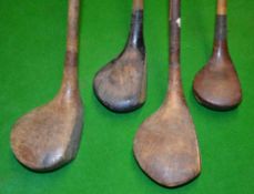 4x various socket head woods to incl 2x large head persimmon woods Forgan Scotia brassie, another