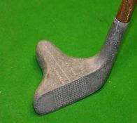 Fred Saunders Highgate GC Pat alloy Straight Line putter – full length original hide grip