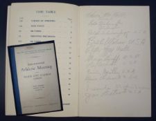 1939 International Athletic Meeting Hardback Official Programme Signed: Held at White City 7th