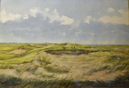 Partridge, Frank H (1849-1929) “14TH BRANCASTER” with the 6th green just beyond and the club house