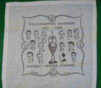 Wolverhampton Wanderers 1957 / 1958 League Winners Handkerchief: Black and white portraits of each