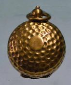 1920s brass sovereign case – with golf ball dimple pattern casing c/w suspension ring – in working