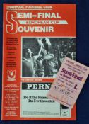 Liverpool V Borussia Monchengladbach European Cup Semi-Final 1978 Programme plus ticket. (2).