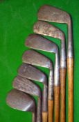 7x assorted irons to incl 2x Tom Stewarts a cleek and mashie, Gibson Logan driving iron, 3x mashie