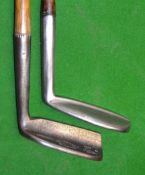 A H Scott “Monoplane” wide sole shallow face putter with flat sided hosel and danga wood shaft