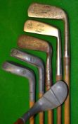 6x assorted putters comprising 3x blades incl rare Tom Lewis Masonic cleek mark fitted with original