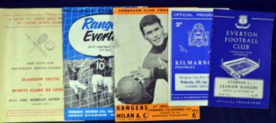 European Football Programmes: Kilmarnock v Nandori Tirana 1965, Rangers v A.C. Milan 1957, Celtic