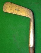 Scarce W Wilson St Andrews straight thick brass blade putter c. 1890 – with a later period leather