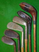 Half set of 4 irons and 2 woods (6) to incl Bogee driving iron, Mitchell St Andrews mashie, Spalding