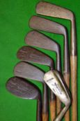 7x various irons and putters - from a No.2 iron to a niblick plus 2 blade putters – makers incl 5x