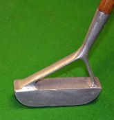 Otto Hackbath Pat alloy putter with fork hosel and fitted with original full length stained