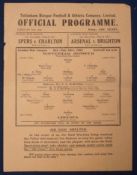 1940s Wartime Tottenham Hotspur Home Match Programme: v Chelsea 28th February 1942, central fold,