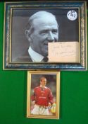 2 Signed Manchester United Legends: Signed Album page by Sir Matt Busby with Black & White