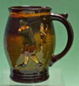 Royal Doulton Golfing Kingsware series ware tankard c. 1920s - dark treacle finish decorated with