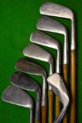 8x R. Forgan clubs including 7 x irons ranging from a diamond backed mid iron to 3 mashie niblicks