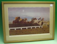 Desert Orchid Print by Brian Tovey: Colour Print of Desert Orchid Jumping fence 7 Limited Edition