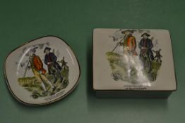 Grays Pottery Stoke on Trent golfing ceramic box and cash dish c. 1940 - decorated with a hand