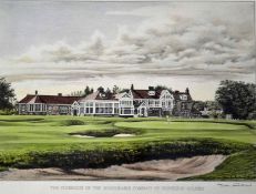 John Gowland “THE CLUBHOUSE OF THE HONOURABLE COMPANY OF EDINBURGH GOLFERS” colour print signed to