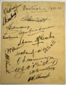 Rare 1932/33 Australian Bodyline cricket autographs – an autograph album page signed in ink by 15