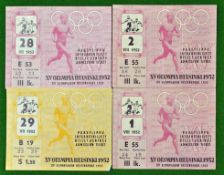 Helsinki Olympics Football Final 1952: A rare set of Football Tickets for the Final Hungary v