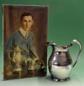 1933 American silver plated trophy and original portrait photograph - large jug engraved “