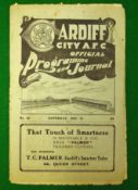 1921 Cardiff City v Mid Rhondda Football Programme: Welsh League played at Ninian Park 31st December