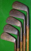 5x matching Forgan “Flag” irons to incl 1,2,4, and 5 all with fine mesh pattern face markings –