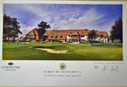 3x modern signed golf prints: Chris Tyrell “FOREST ARDEN HOTEL – CELEBRATE THE MURPHY’S ENGLISH OPEN