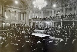 1950s Large Snooker Exhibition Match Photograph – featuring both Fred And Joe Davies playing to a