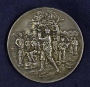 Fine and large silver golf medal – hallmarked - the obverse embossed with fine detailed Vic