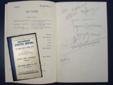 1938 International Athletic Meeting Hardback Official Programme Signed: Held at White City 1st