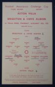 1950s Aston Villa Programme: Aston Villa v Brighton & Hove Albion 10th January 1955, FA Cup 3rd