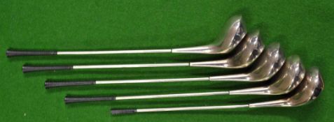 Set of 5 x large silver plated golf club cocktail coolers/stirrers comprising period socket head