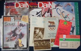 Selection of Olympic relate items from 1928 – 2002: To include 2 1928 postcards Football and 1500