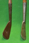 2x early blacksmith large dished faces general irons c. 1875 - to incl one with 5.25” flat hosel