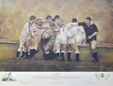 1993 England v New Zealand signed limited edition Rugby print – titled “Sweet Chariot” signed by the