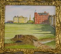 Williams, David ST ANDREWS OLD COURSE – original miniature water colour featuring the Swilkin