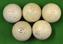 5x various mesh and dimple golf balls to incl 4x square mesh a PGA Teemee and 3x Spalding Kro-