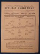 1940s Wartime Arsenal Home Match Programme: v Brentford 13th December 1941, central fold,