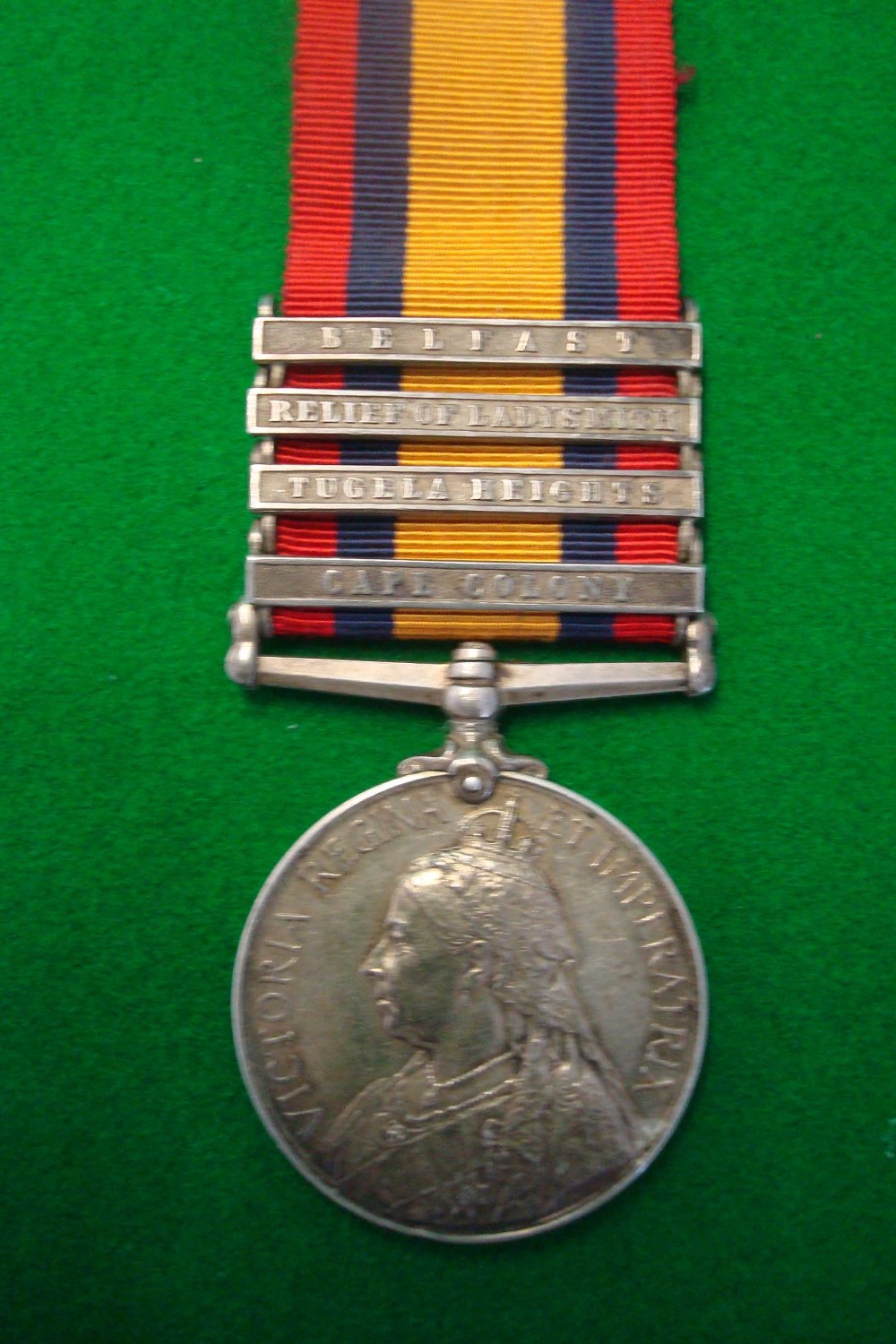 Queens South Africa Medal: To 2378 Pte J Dunn 1st Royal Inniskilling Fusiliers having the Bars