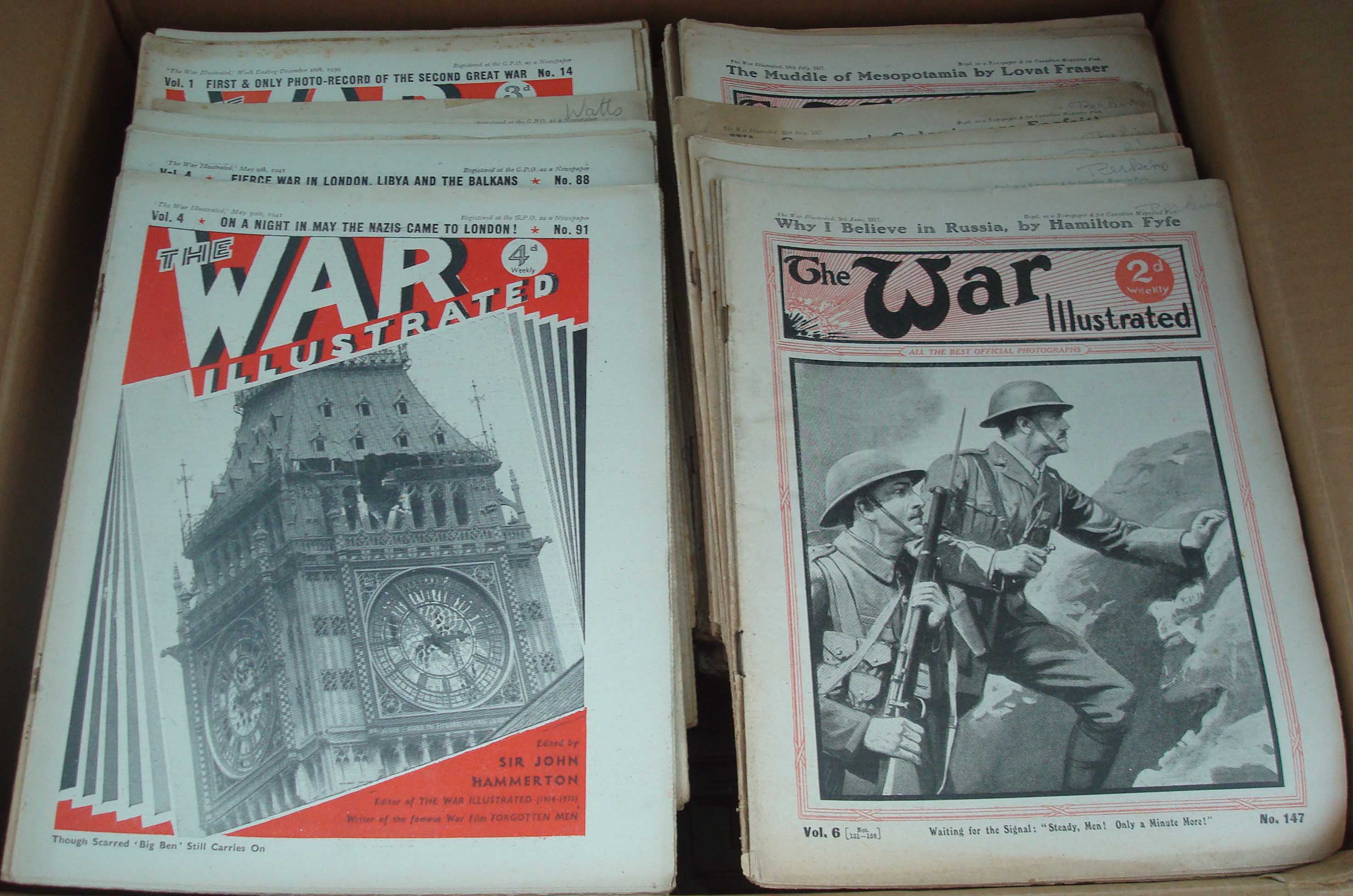 Large Collection of War Illustrated Magazines: from WW1 and WW2. All in clean flat condition. 200 in