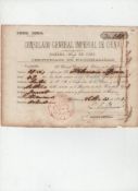 China – slavery Nationality certificate for a Chinese Slave Worker dated 1880 issued by the
