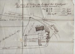 Northumberland Manuscript map showing the centre of Alnwick, Northumberland, c1829, drawn in black