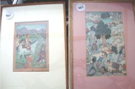 India two attractive prints showing Indian scenes, the first showing a hunting scene and the
