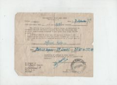 WWI small group of ephemera relating to WWI including a small group of ration tickets (French), a