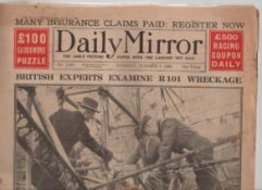 Ephemera – aviation – airships – the R101 original edition of the Daily Mirror for October 7th
