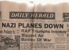 WWII – Battle of Britain edition of the Daily Herald for September 16th 1940 with front page devoted