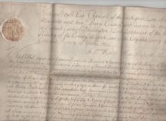 Lieutenancy commission attractive document on a single leaf of vellum dated 1704 being the